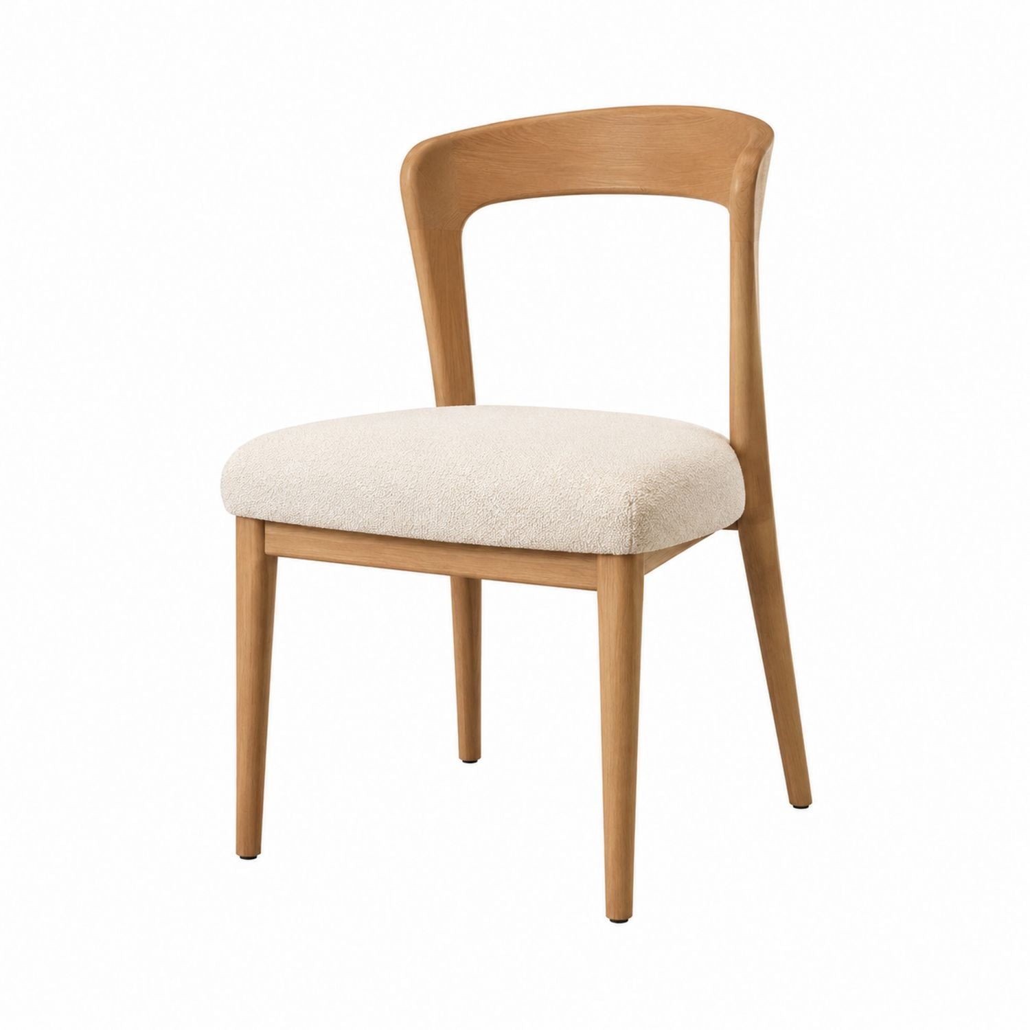 Wood Frame Dining Chair with Beige Polyester Upholstered Seat