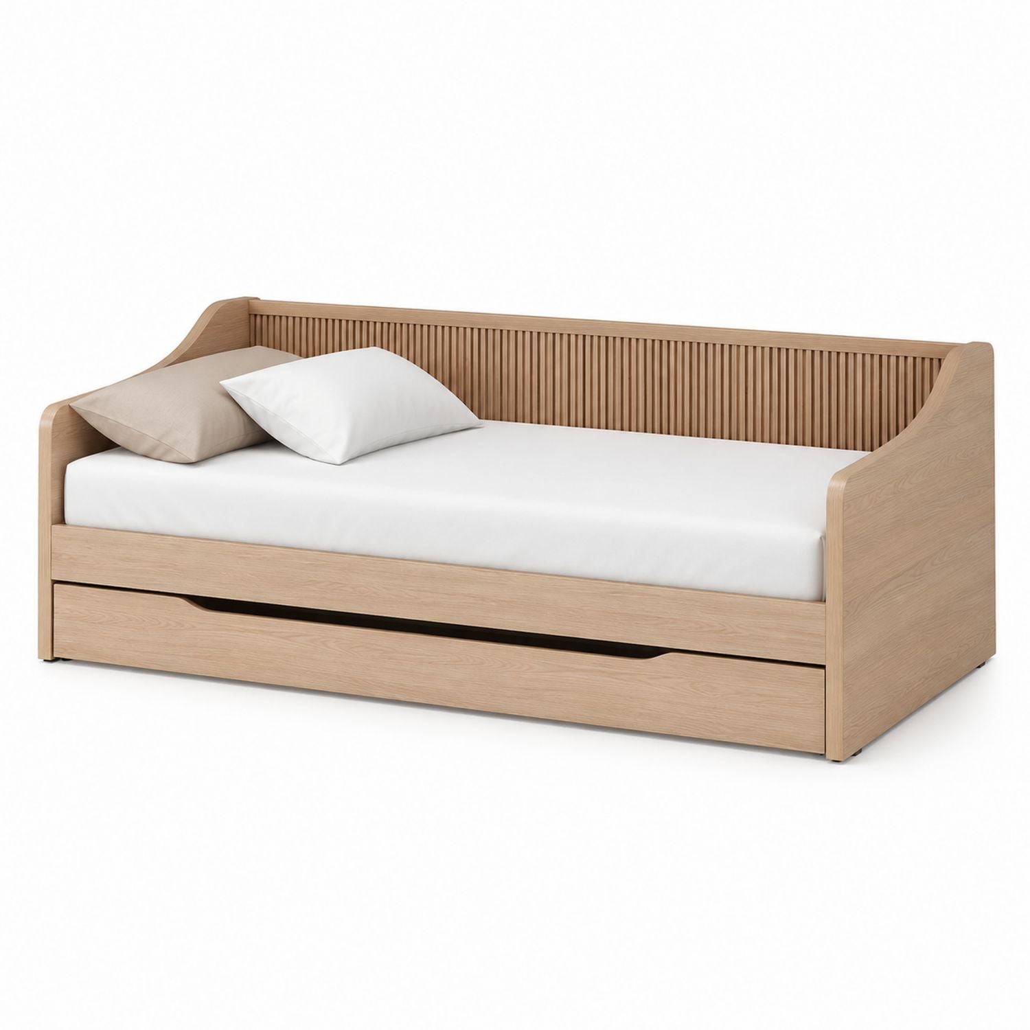 Wooden Daybed with Trundle Pine Natural 200 cm x 100 cm