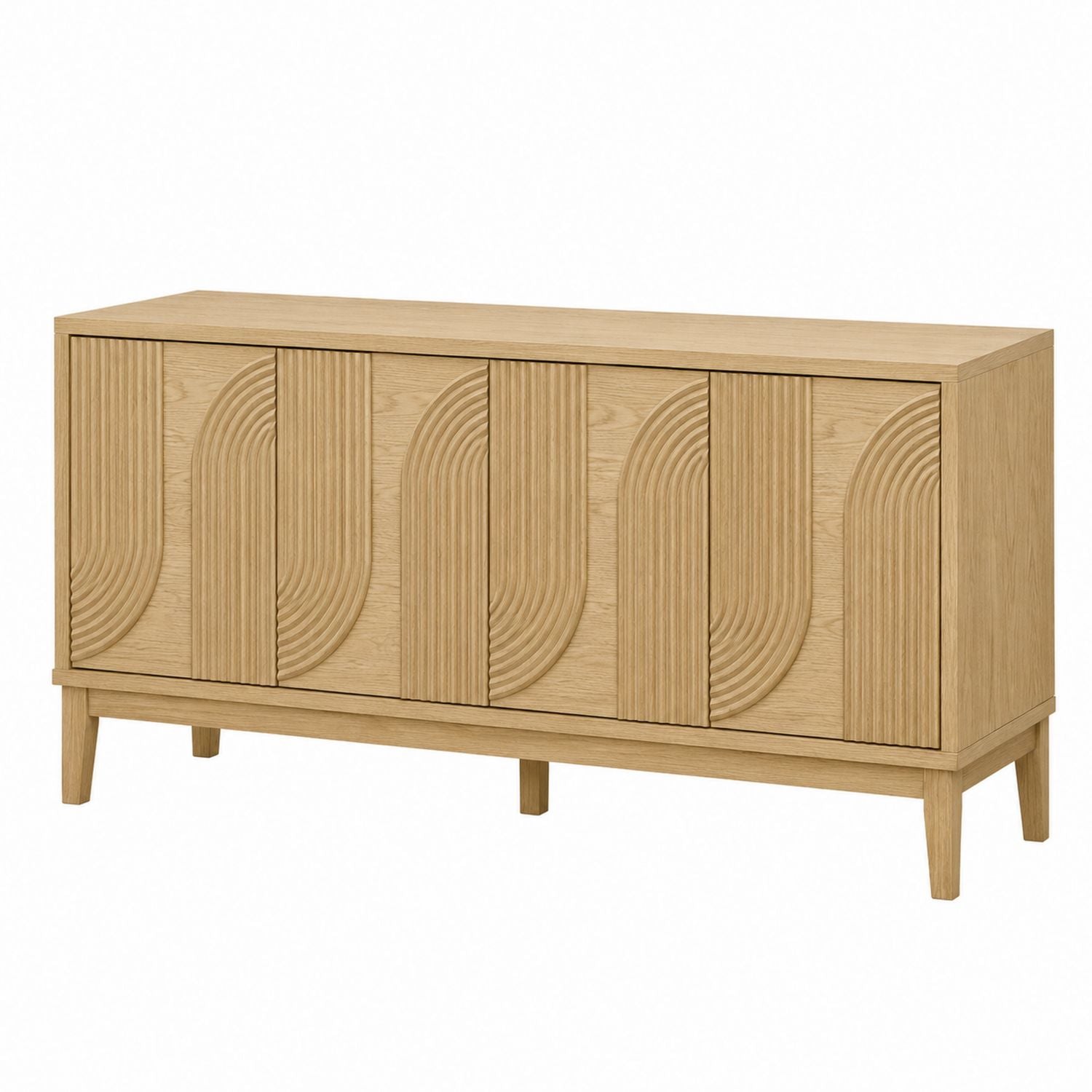 Solid Oak Wood Sideboard with Carved Pattern Doors 160cm
