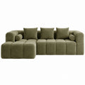 Olive Green Fabric Sectional Sofa with Cushions L-Shaped 300x160x80 cm
