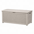 Outdoor Patio Storage Box High-Density Polyethylene Wicker Beige 120L