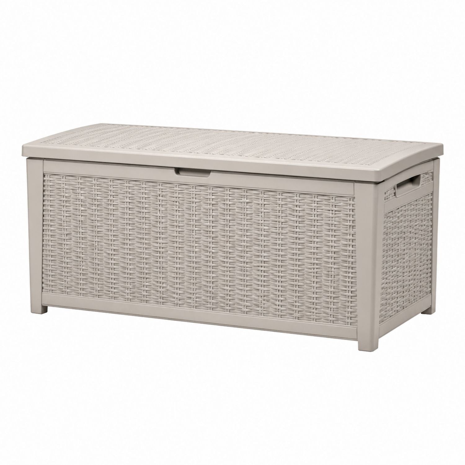 Outdoor Patio Storage Box High-Density Polyethylene Wicker Beige 120L