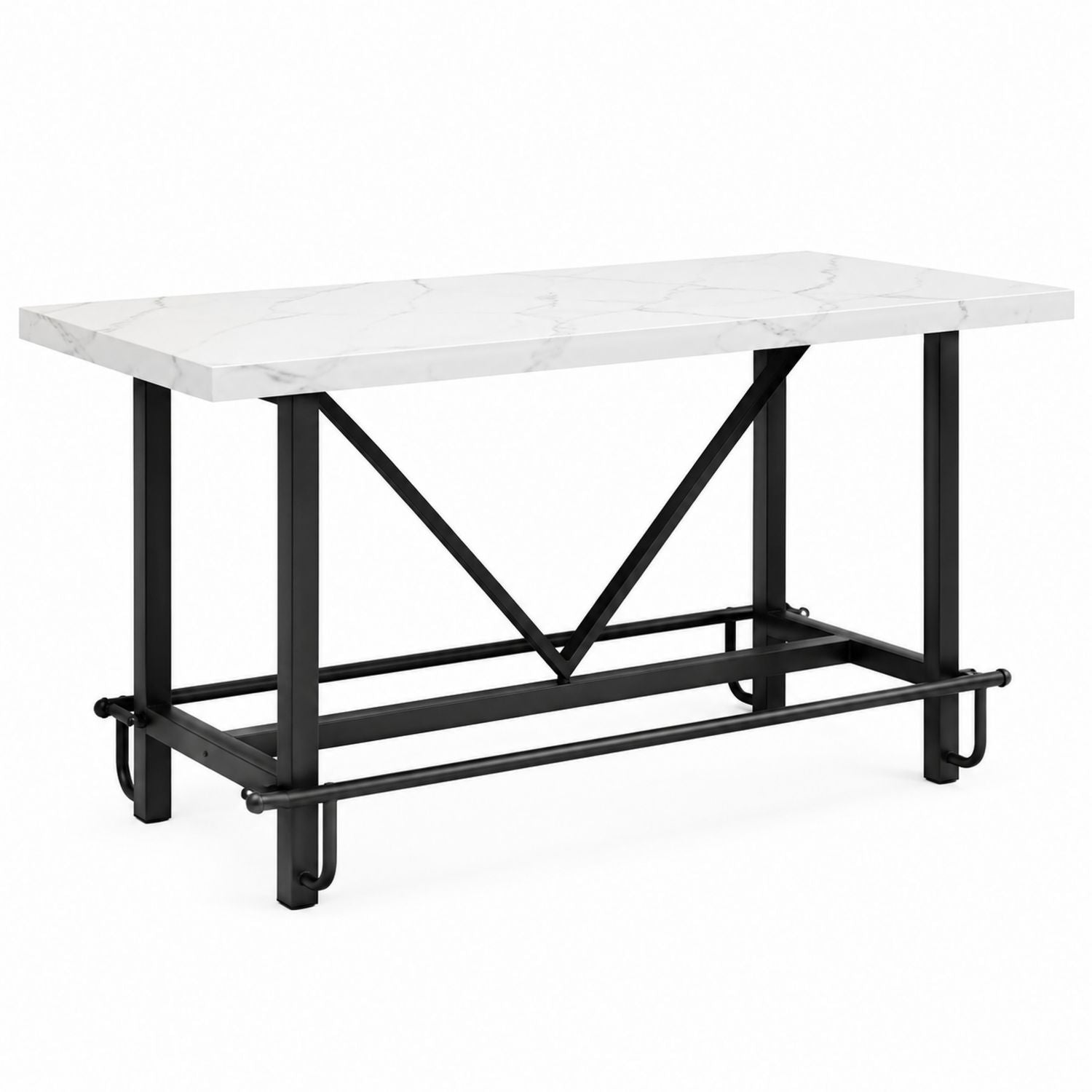 Rectangular Faux Marble Dining Table with Metal Frame