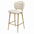 Beige Upholstered Bar Stool with Gold Metal Frame