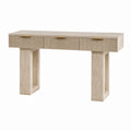 Rectangular Travertine Stone Console Table with Grooved Drawer Design 140 cm x 40 cm x 80 cm