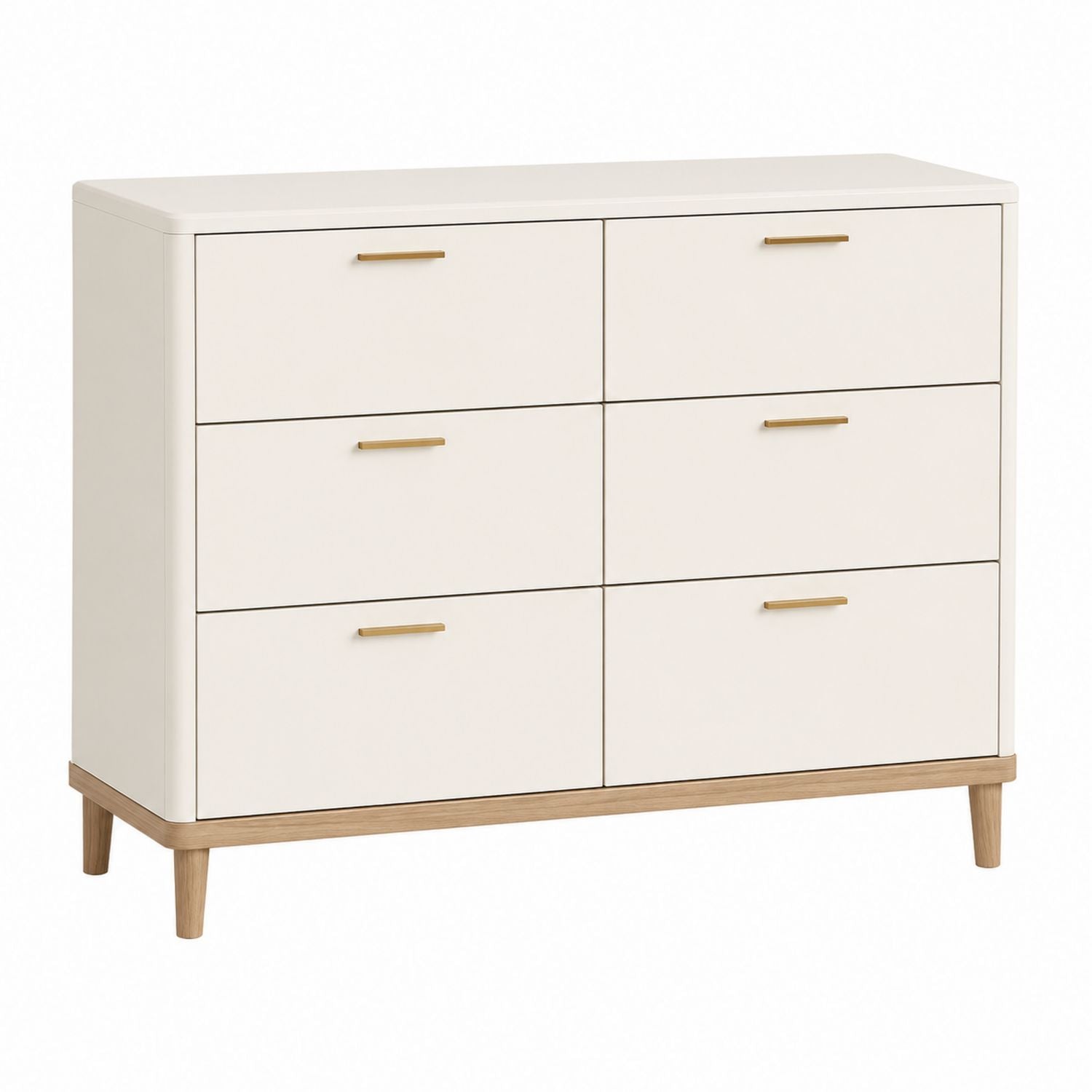6-Drawer MDF and Oak Dresser Off-White