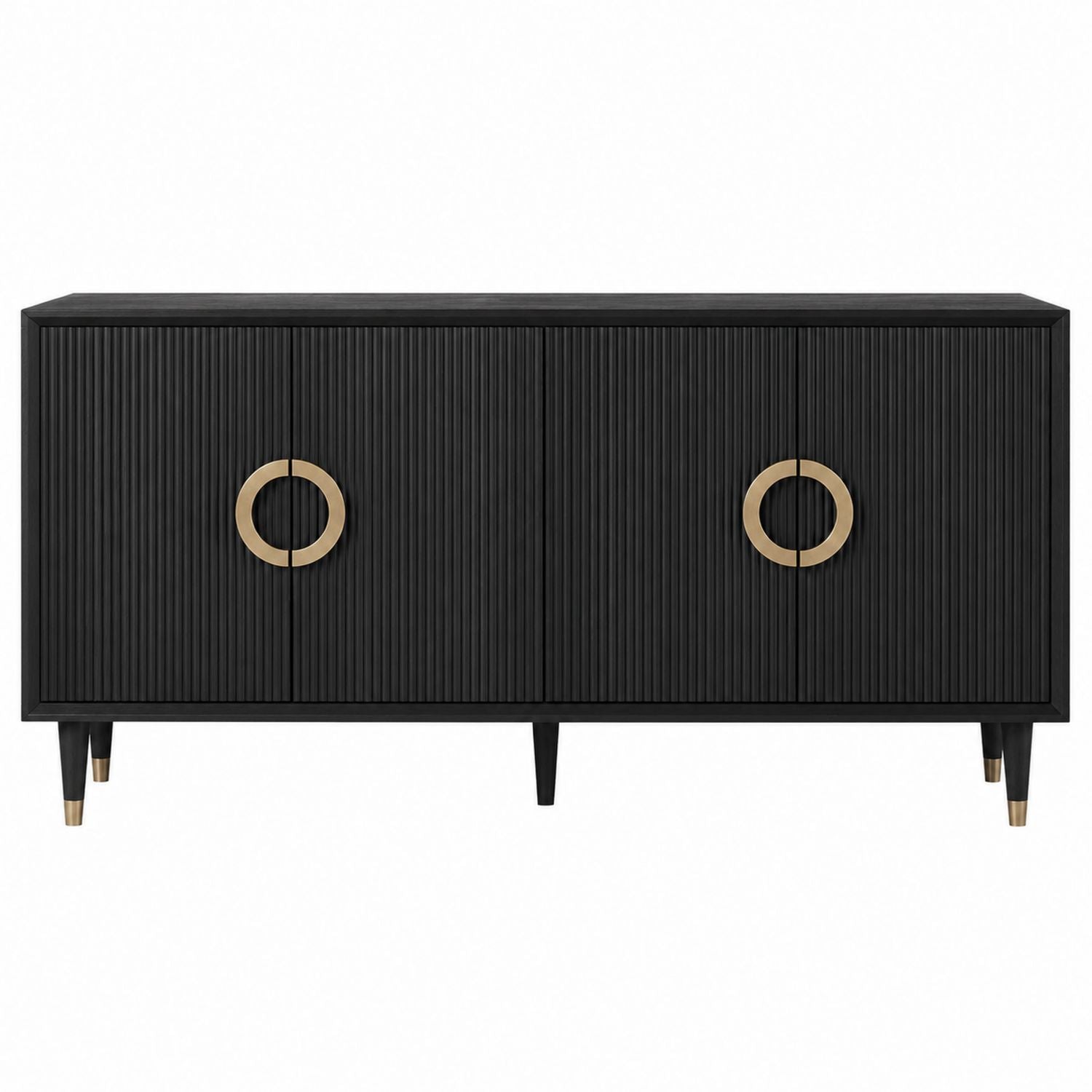 Black Wooden Sideboard with Brass Handles 152cm