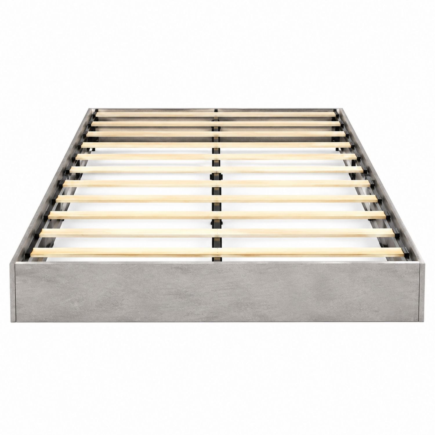 Metallic Gray Wood Platform Bed Frame