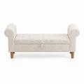 Boucle Fabric Storage Bench with Rolled Arms 150cm