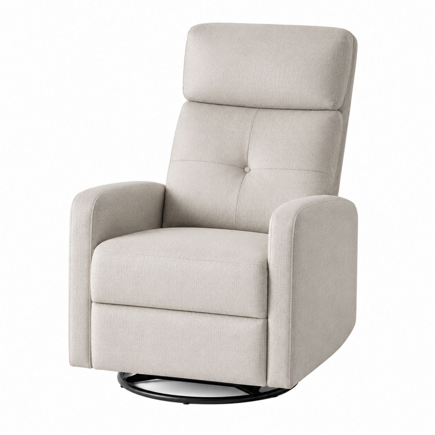 Polyester Recliner Swivel Chair Beige with Steel Base 90x75x100 cm