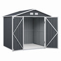 Outdoor Metal Storage Shed Gray Double Door 210cm x 130cm x 185cm