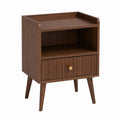 Wood Nightstand with Drawer and Shelf 60cm Height Brown