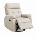 Swivel Recliner Chair Upholstered in Faux Leather Beige Adjustable