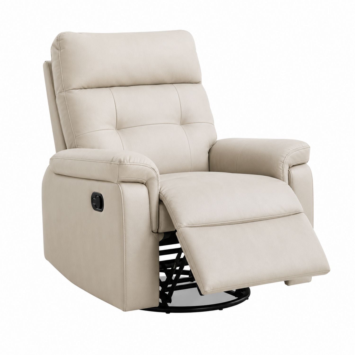 Swivel Recliner Chair Upholstered in Faux Leather Beige Adjustable