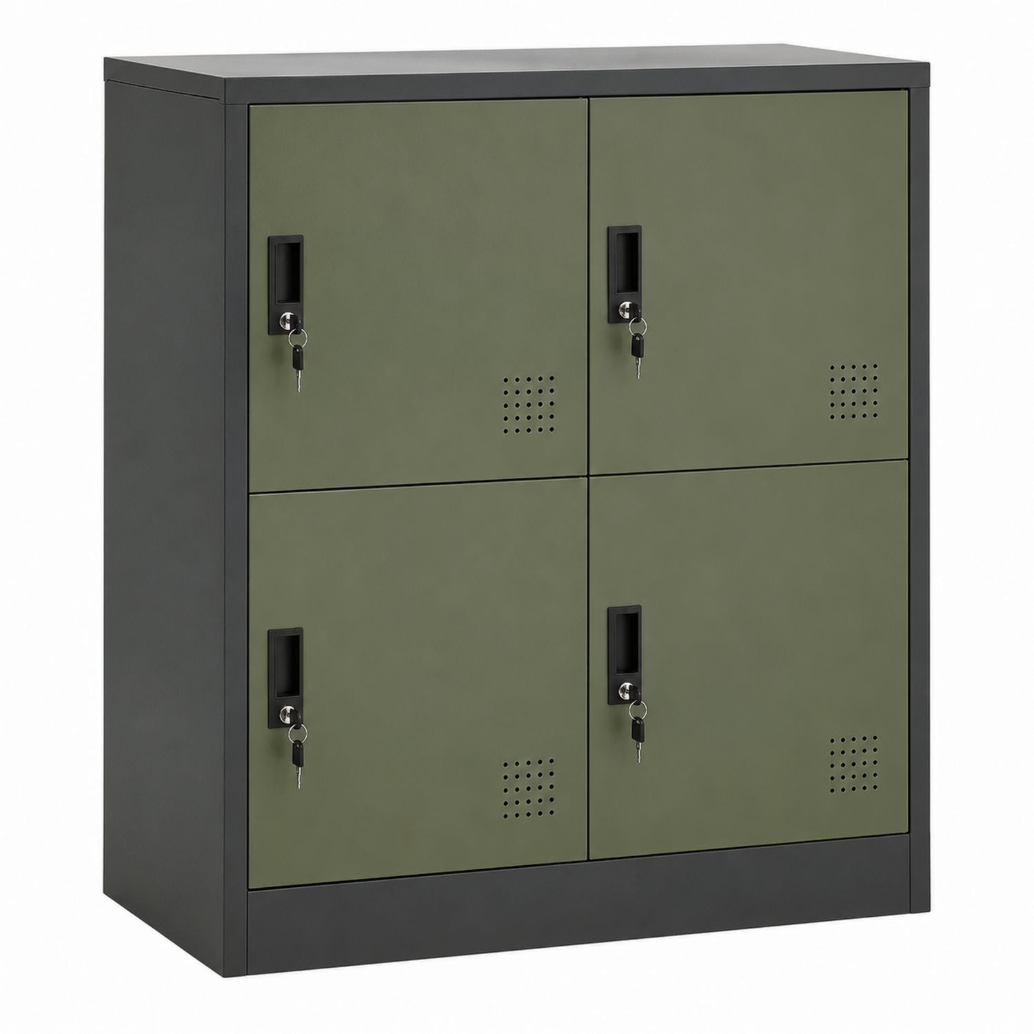 Metal Locker Cabinet 4-Door Steel Green