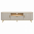 Modern Wooden TV Stand with Metal Legs Beige 180cm