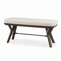 Wood Frame Beige Upholstered Bench