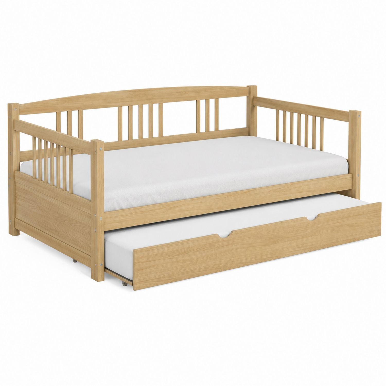 Pine Wood Daybed with Trundle Natural Finish