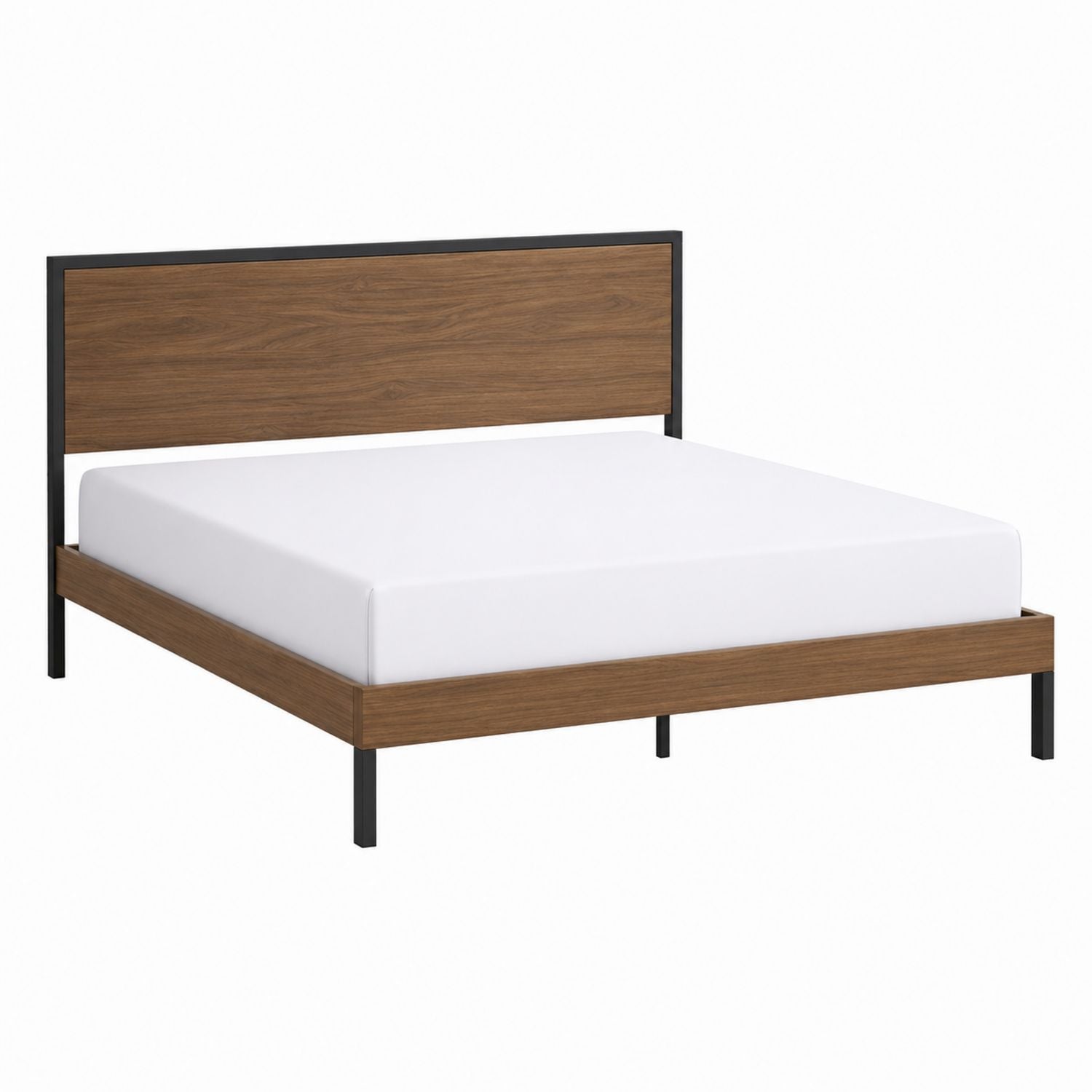 Queen Size Platform Bed Frame Wood Metal Legs
