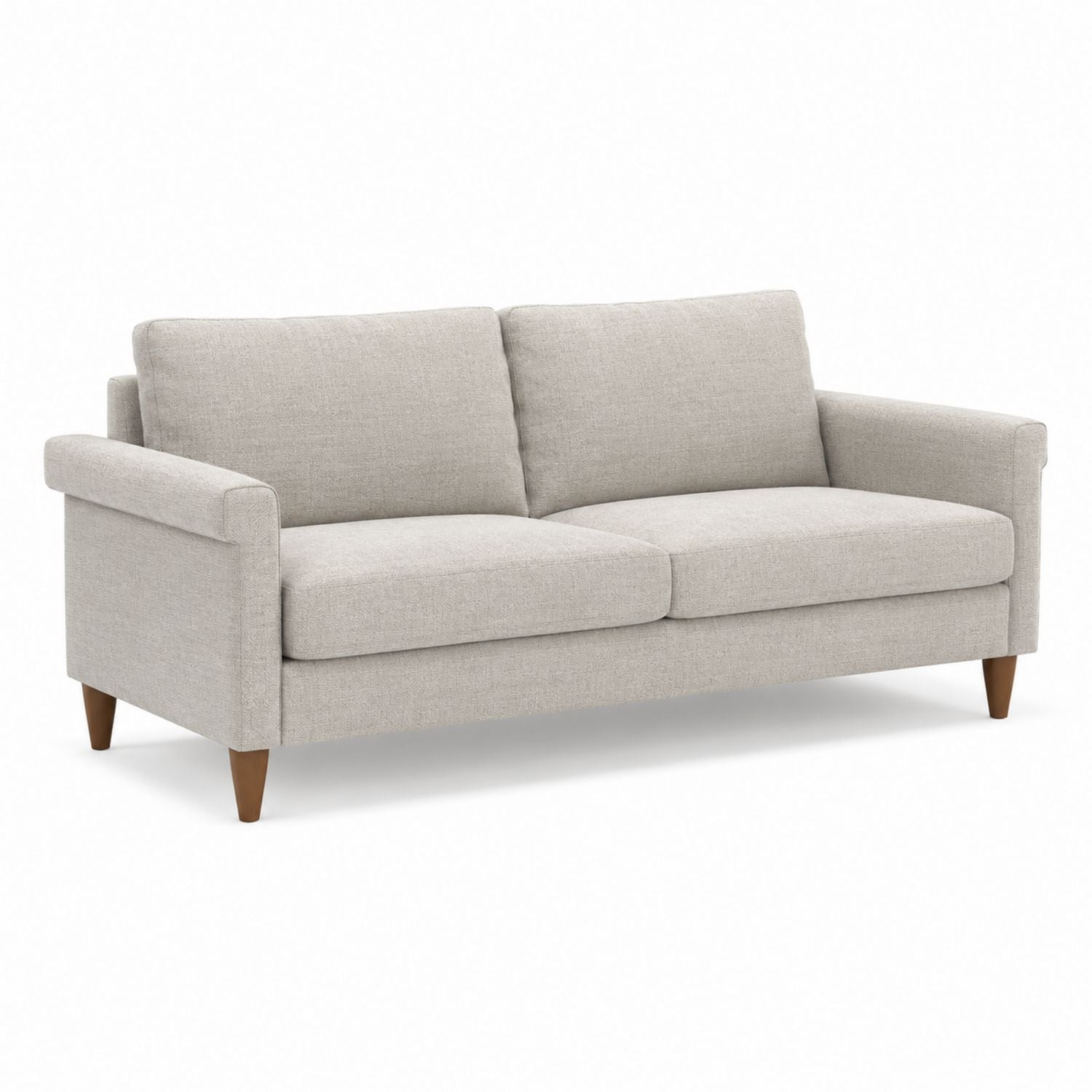 Beige Fabric 3-Seater Sofa with Wooden Legs