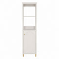 White MDF and Metal Tall Storage Cabinet with Shelves and Door