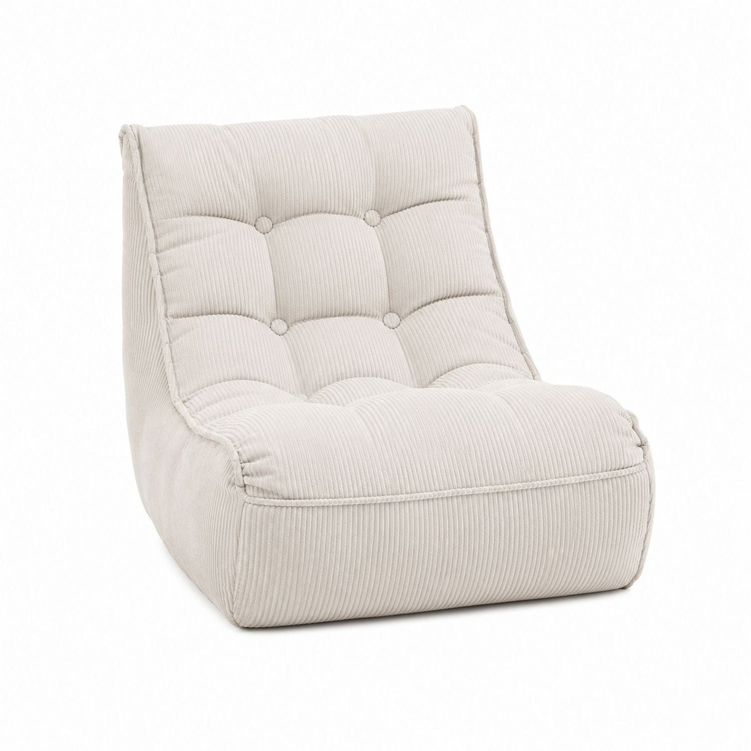 Corduroy Fabric Armless Lounge Chair Beige 80cm x 70cm x 70cm