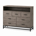Wooden Dresser Chest with Metal Legs Gray 7-Drawers 120cm x 40cm x 90cm