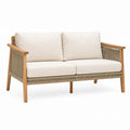 Outdoor Sofa Teak Wood Polyester Cushions Two-Seater