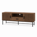 Wood TV Stand with Metal Legs Brown 150cm x 40cm x 50cm