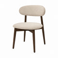 Walnut Upholstered Dining Chair with Polyester Fabric in Beige