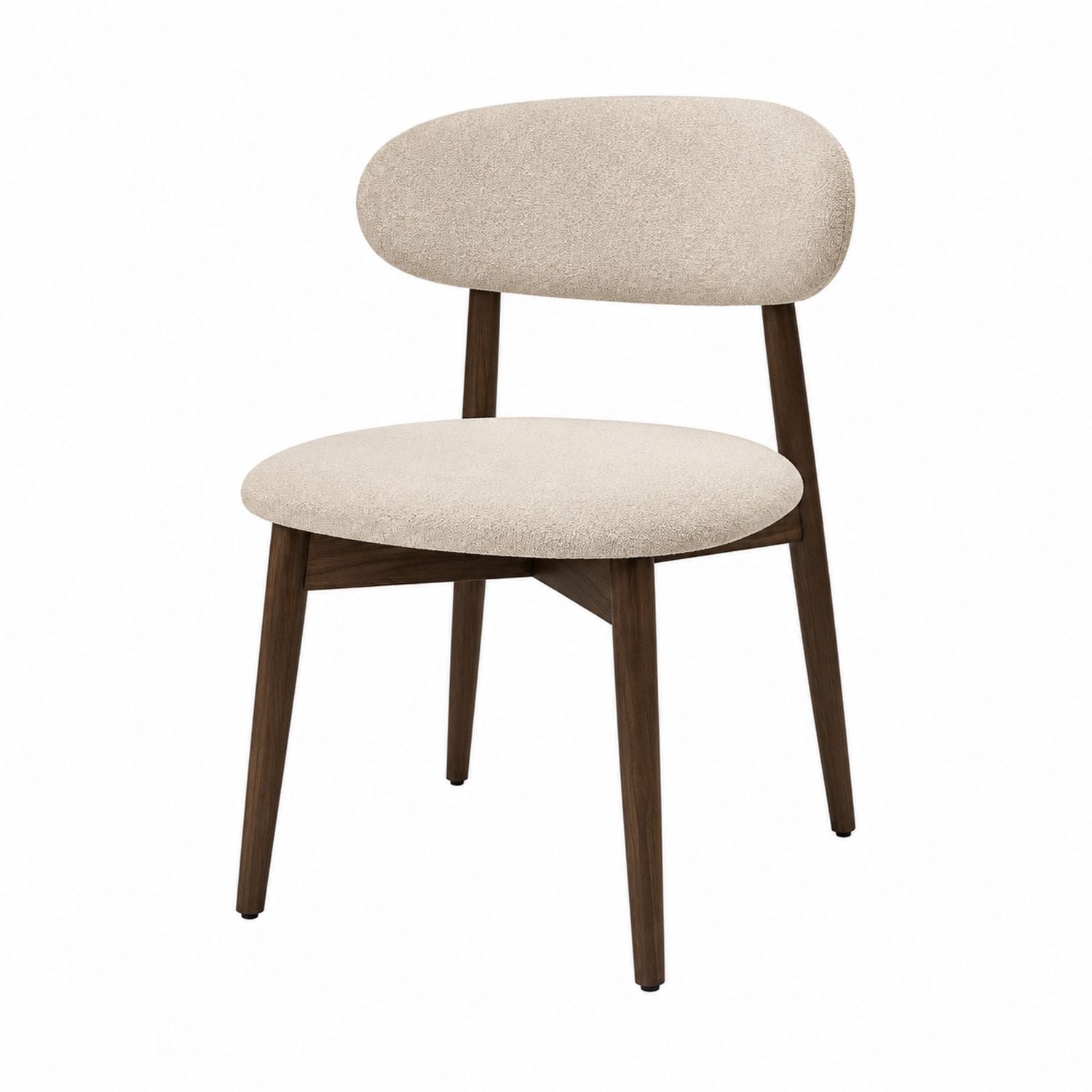 Walnut Upholstered Dining Chair with Polyester Fabric in Beige