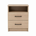 Engineered Wood Nightstand with Open Shelf and Two Drawers 68cm High