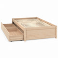 Queen Wood Platform Bed with Storage Drawers Natural Finish 205cm x 160cm x 35cm