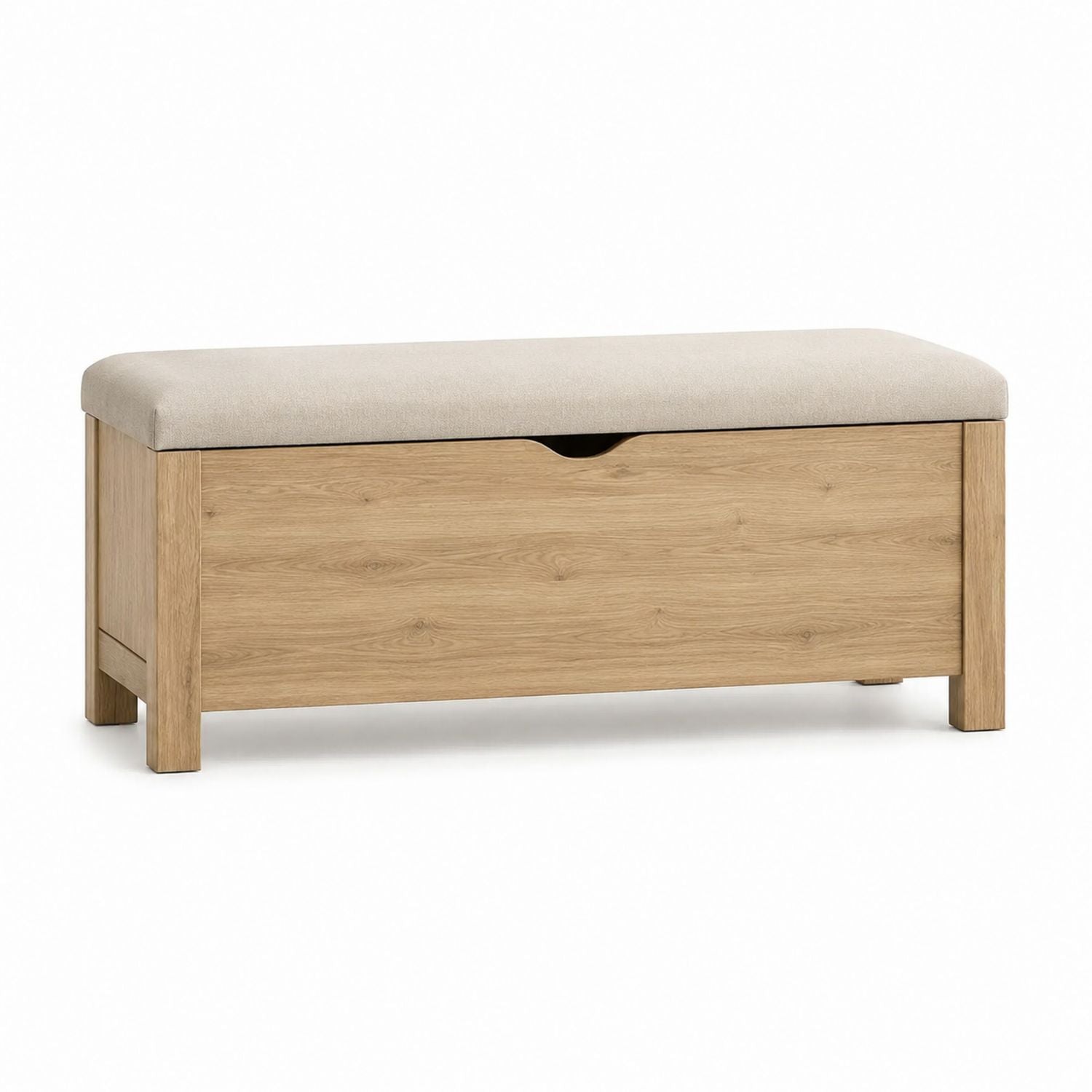 Wood Storage Bench with Cushioned Seat 120cm
