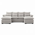 Sectional Sofa Set Linen Light Gray 3-Piece with Left and Right Chaise 104 x 71 x 37 Inches