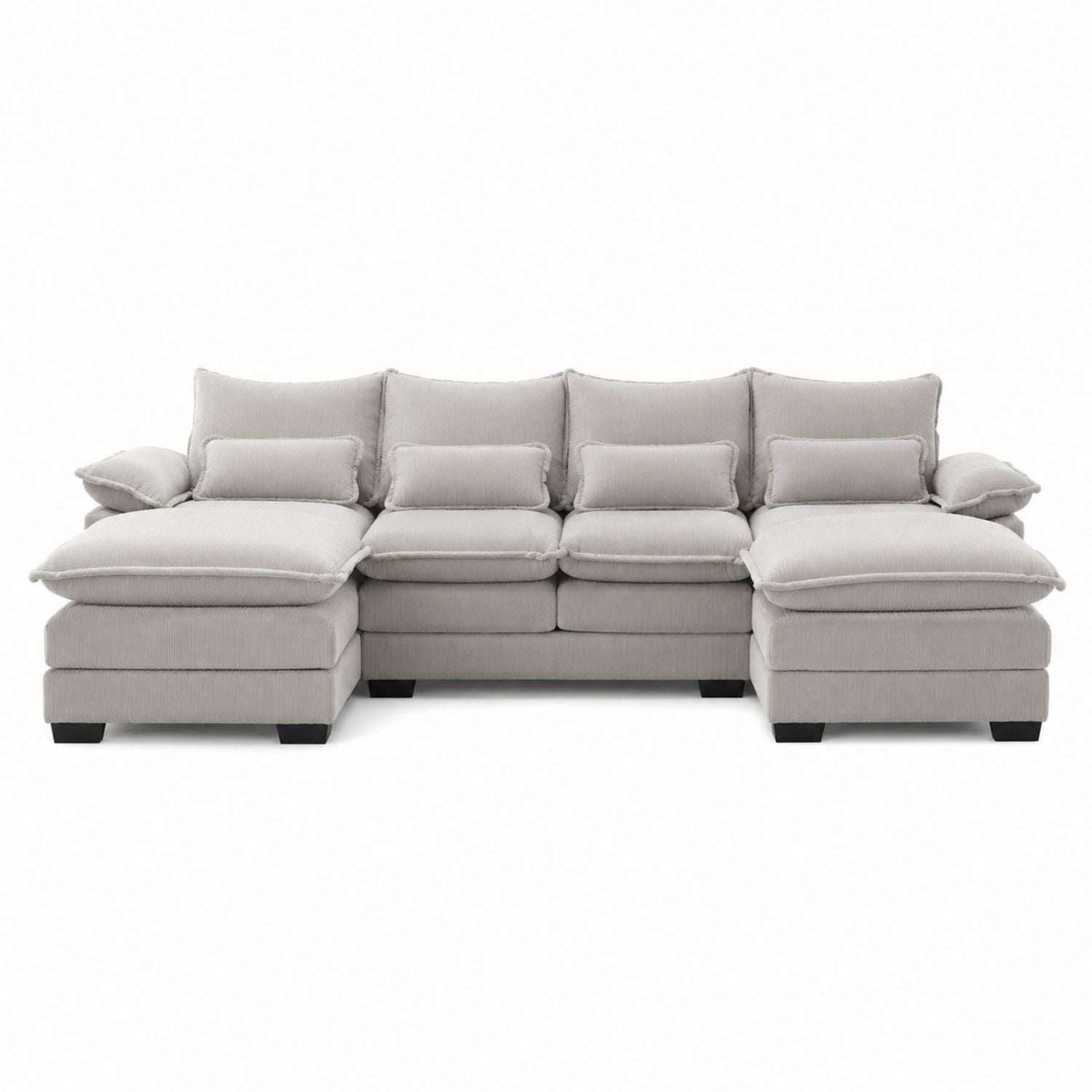Sectional Sofa Set Linen Light Gray 3-Piece with Left and Right Chaise 104 x 71 x 37 Inches