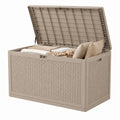 Outdoor Storage Box Resin Wicker Beige 120 cm
