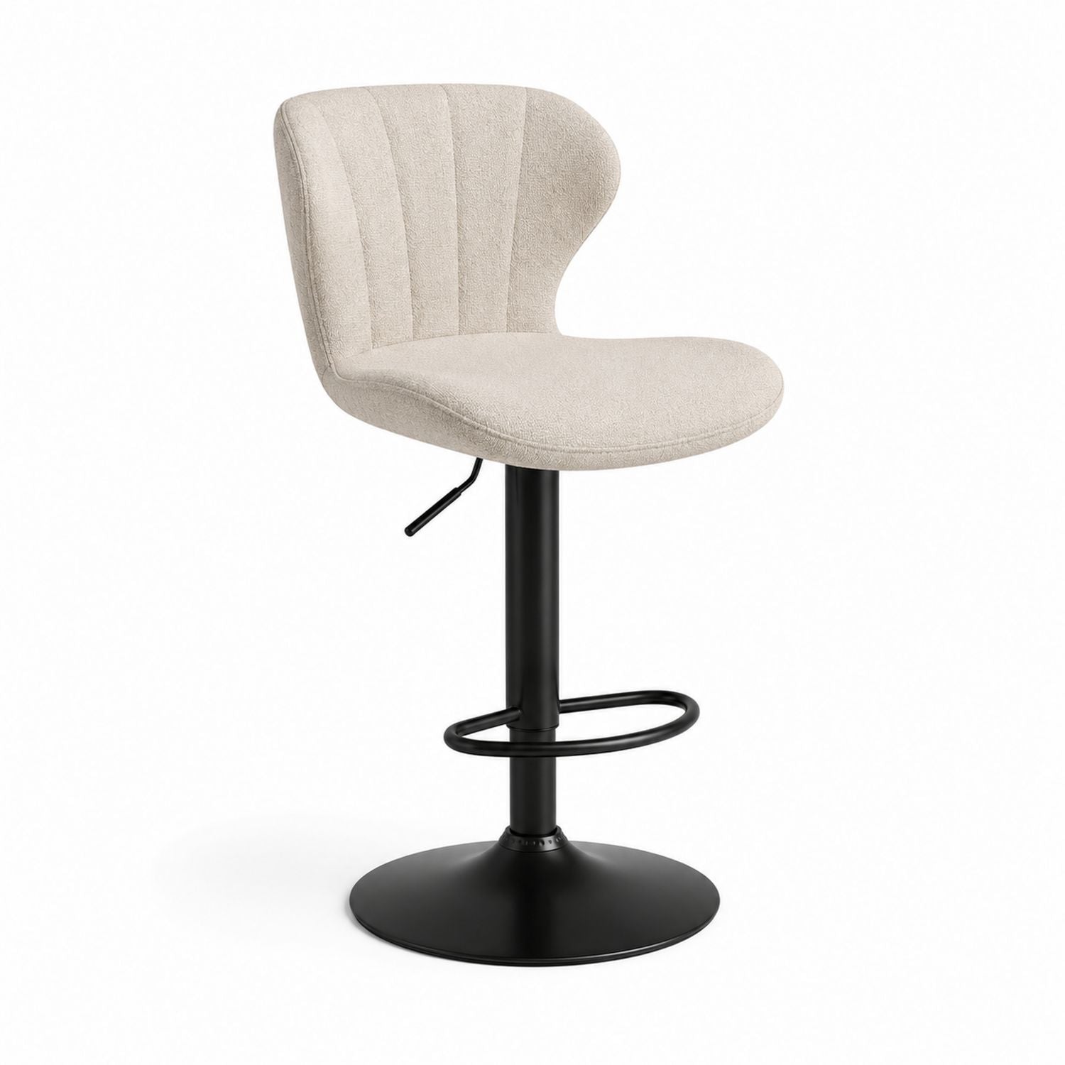 Adjustable Polyester Bar Stool with Black Metal Base